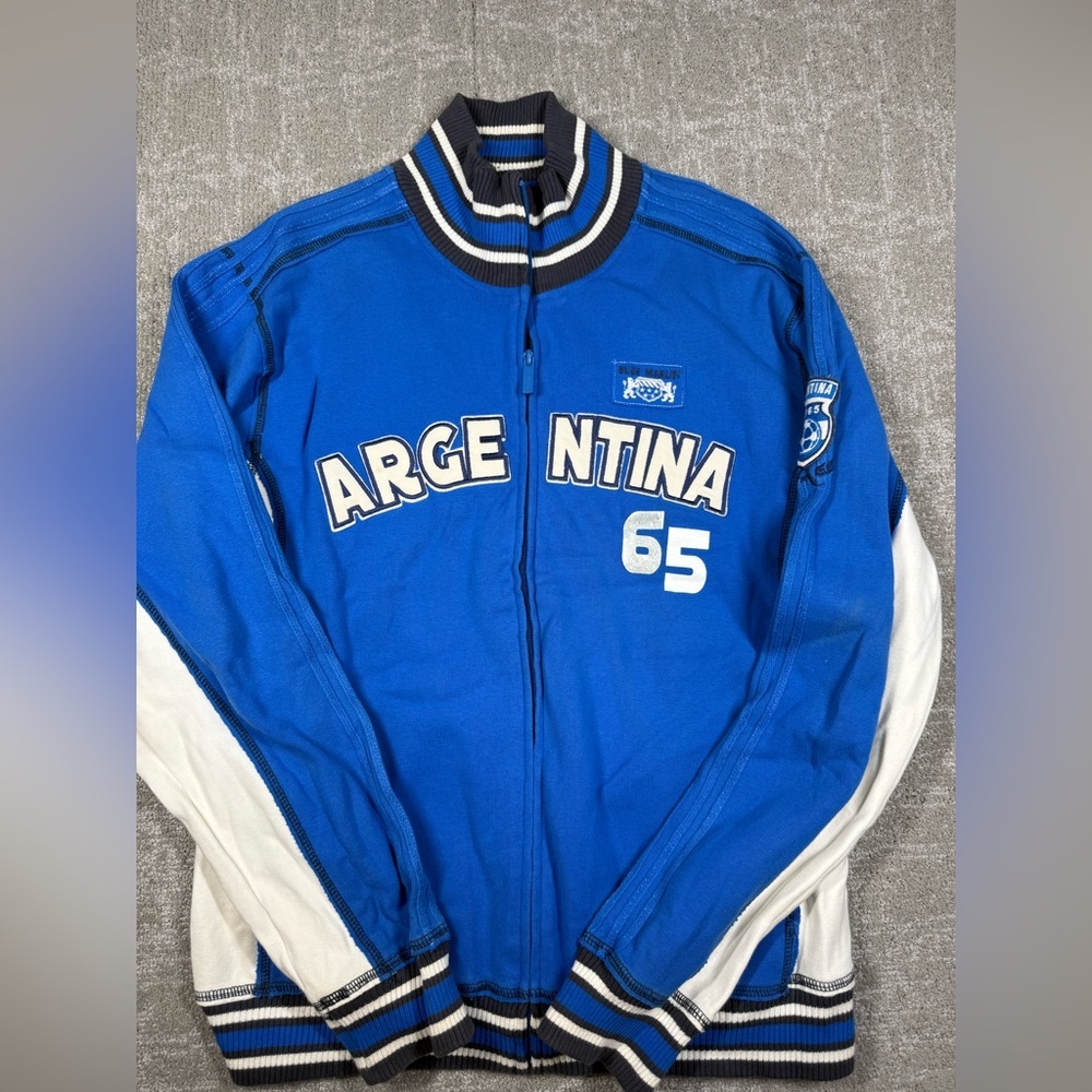 Blue Marlin Full Zip Argentina 65 Thick Sweatshirt Jacket Men Size Large